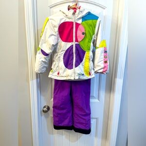 Little Girls size 7 Obermeyer Kismet jacket & Sunice ski bib.